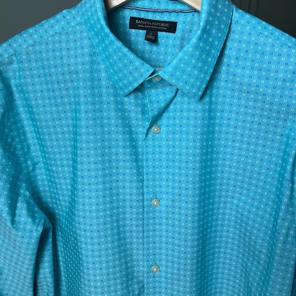 Banana Republic Men’s Teal Longsleeve Patterned Button Up Size L - Picture 4 of 12